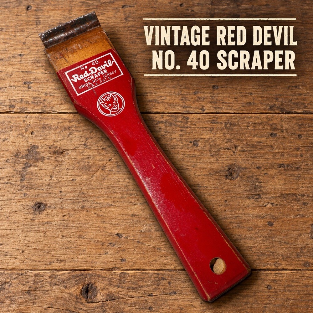 Vintage Red Devil No. 40 Paint Wood Scraper Red Handle Union NJ USA 7”